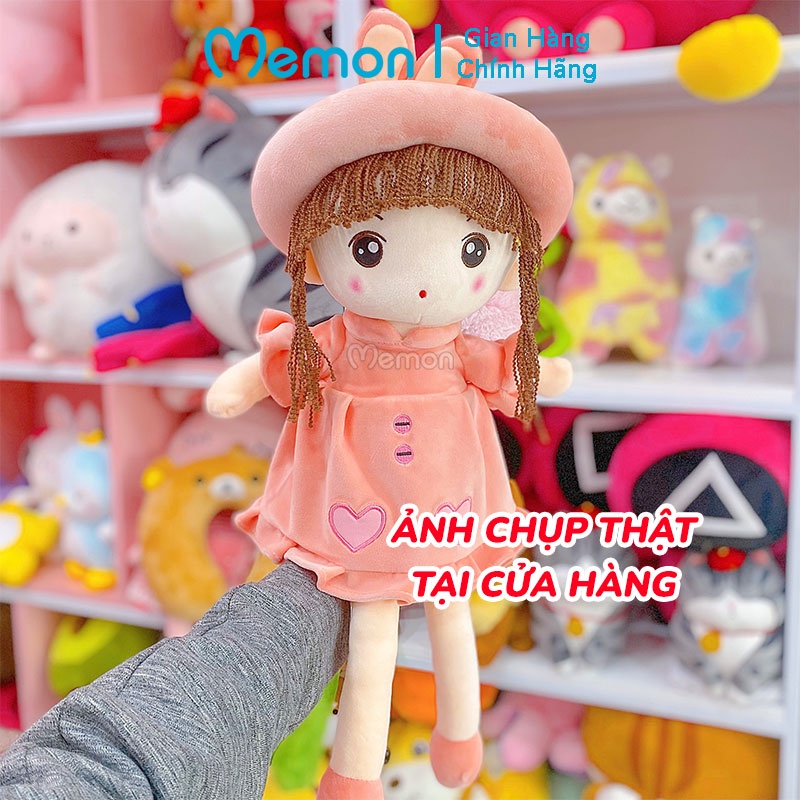Gấu Bông Búp Bê Váy Tim Mũ Tai Thỏ Cho Bé Cao Cấp Memon