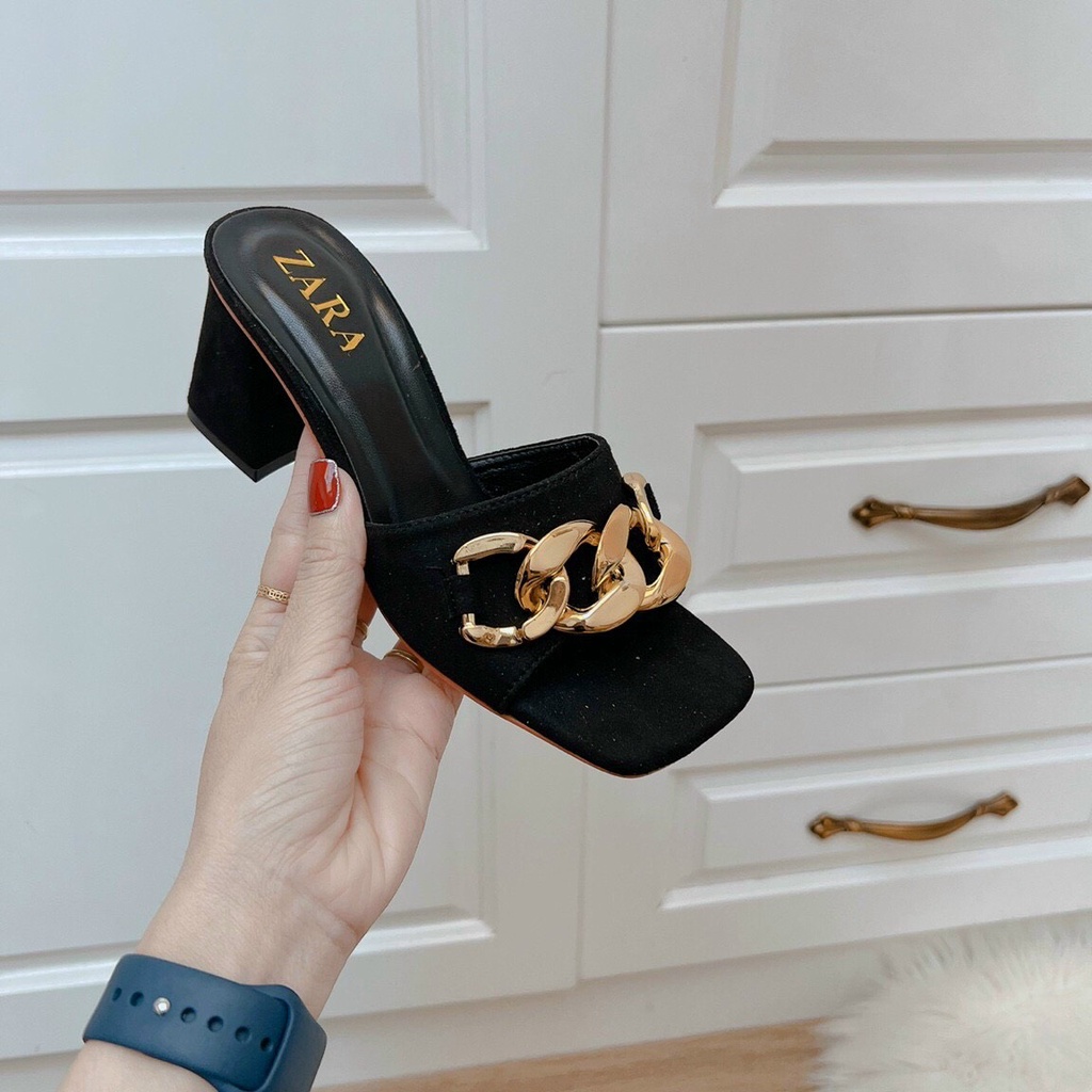 Guốc Nữ 5 Phân Trang Trí Xích Chuẩn Phom Size 35 - 39