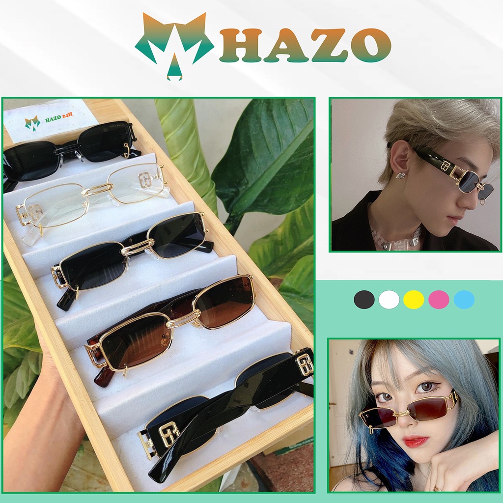 Mắt Kính Thời Trang Cao Cấp Kim Loại 524 Mắt Xích Form Vuông Hot Trend Cá Tính - Hazo