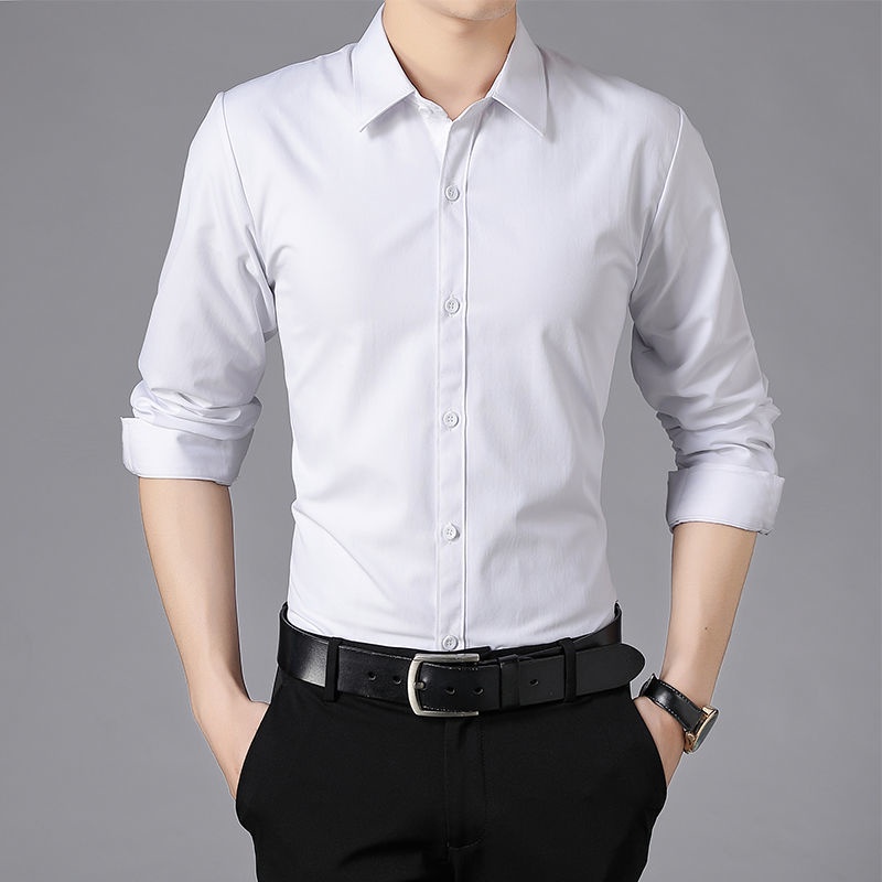 Áo Sơ Mi Dài Tay Màu Đen / Trắng Thời Trang Công Sở Lịch Lãm Cho Nam