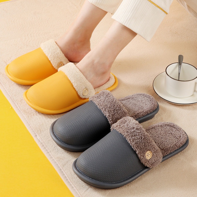 ⭐Winter New⭐ Cặp đôi ấm áp gia đình Chinelos de algodão, chinelos de casal, chinelos removíveis e laváveis ​​internos Pl