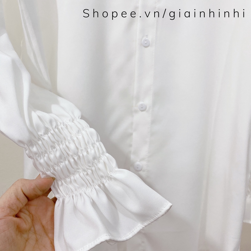Xả hàng - Áo sơ mi tay chun form rộng đẹp dài tay SM1242 - NhiNhi Shop