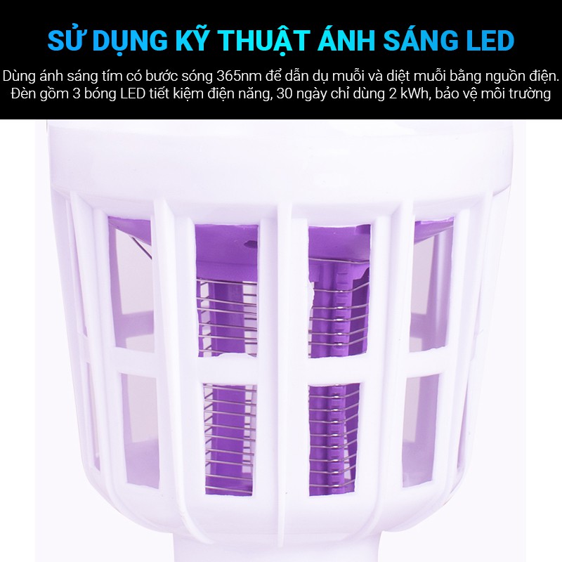 [BH 1 NĂM] Đèn diệt muỗi bằng điện 99,9% 9w/15W/20w - có thể sử dụng như đèn tròn ánh sáng trắng