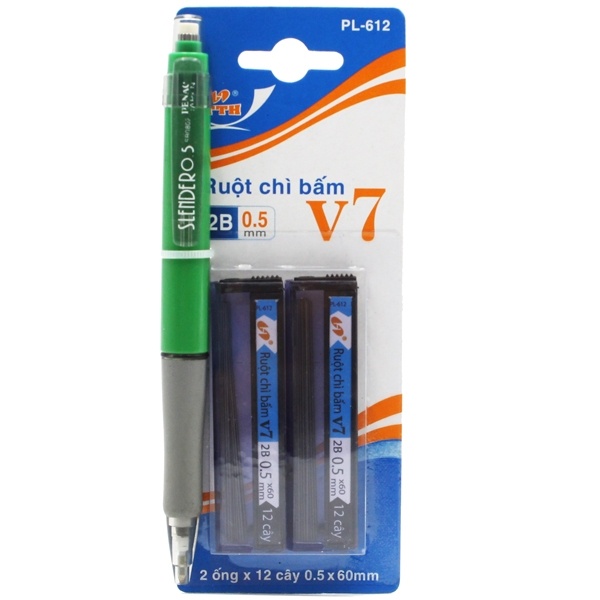 Bộ Bút Chì Bấm 2B 0.5 mm + 2 Hộp Ruột Chì - TTH PL-612 (Mẫu Màu Giao Ngẫu Nhiên)