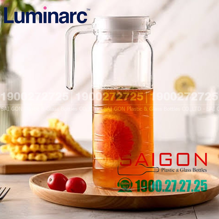 Bình Nước Thủy Tinh Luminarc Dona Embossment 1000ml | Tùy Chọn Hoa Văn Trên Bình