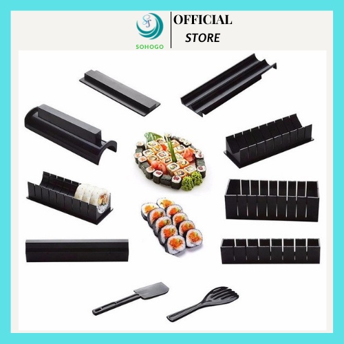 [HÀNG CÓ SẴN]- Bộ Dụng Cụ Làm Sushi, Cơm Cuộn, Kimbap 10 Món Chế Biến Món Sushi