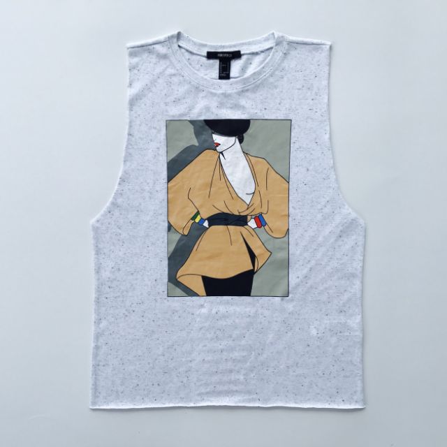 Áo tank top xám trắng F21