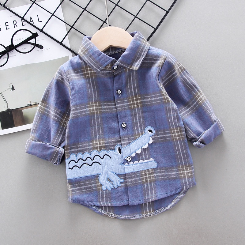 Áo sơ mi bé trai gái dài tay kẻ caro chất cotton dạ không xù không nhăn hàng Quảng Châu cao cấp JIMADO S1489