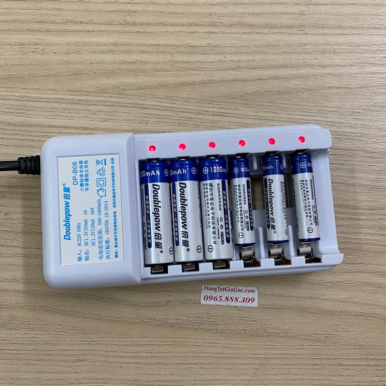 Bộ sạc pin AA và AAA 1.2V – 1.5 V, sạc 6 pin, sạc pin cho micro không dây, hãng Dowblepow (SP07)