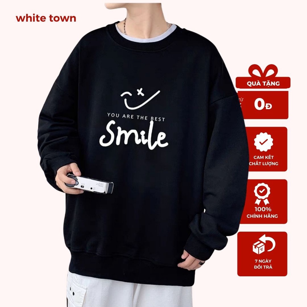 Áo Nỉ Bông Nam Nữ Form Rộng , Áo Bông nỉ Oversezi Phong Cách Trẻ Hàn Quốc Chất Siêu Smile
