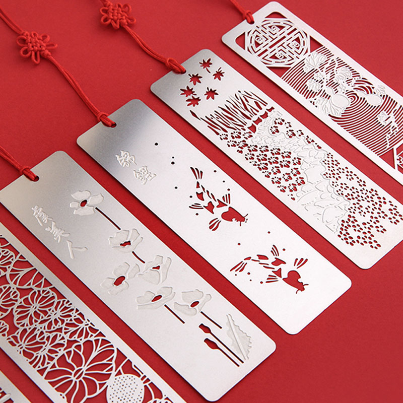 Thẻ đánh dấu sách bằng kim loại kiểu dáng rỗng phong cách Trung Quốc