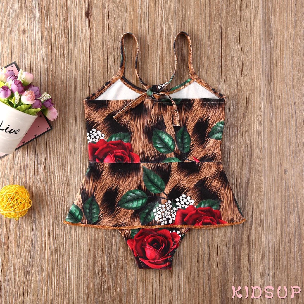 Bộ Đồ Bơi Bikini In Hoa Cho Bé Gái