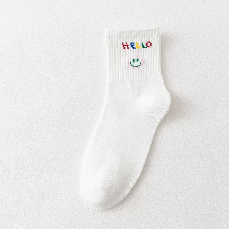 Vớ WAFNHA D532 màu trắng họa tiết mặt gấu hoạt hình dễ thương cho bé