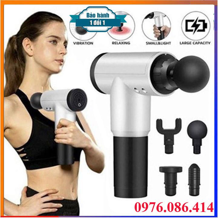 Máy massage cầm tay trị liệu 4 đầu 6 chế độ cao cấp, Súng massage cầm tay 4 đầu 6 chế độ
