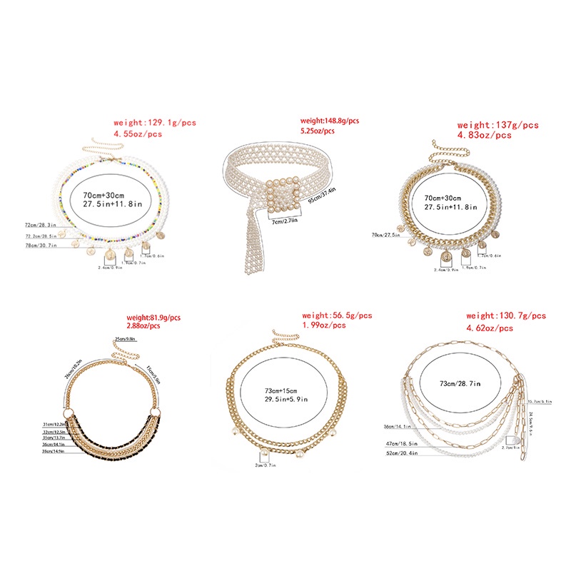 Thắt Lưng Nhiều Lớp Đính Hạt Ngọc Trai Phong Cách Retro Cho Nữ