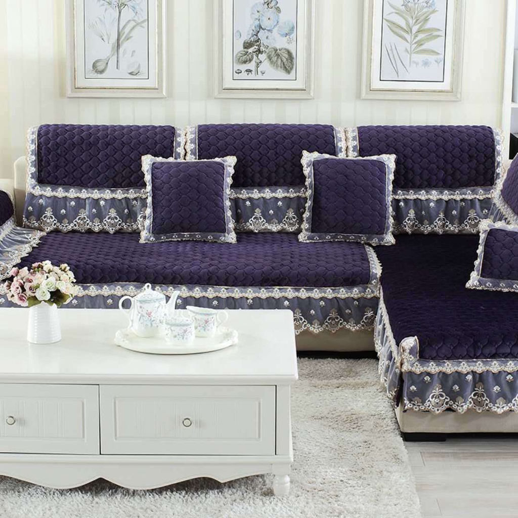 Vỏ Bọc Ghế Sofa Mùa Đông Bằng Vải Flannel Dày Chống Trượt Phong Cách Châu Âu