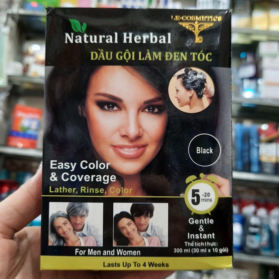 DẦU GỘI LÀM ĐEN TÓC NATURAL HERBAL (1 Hộp/10gói)