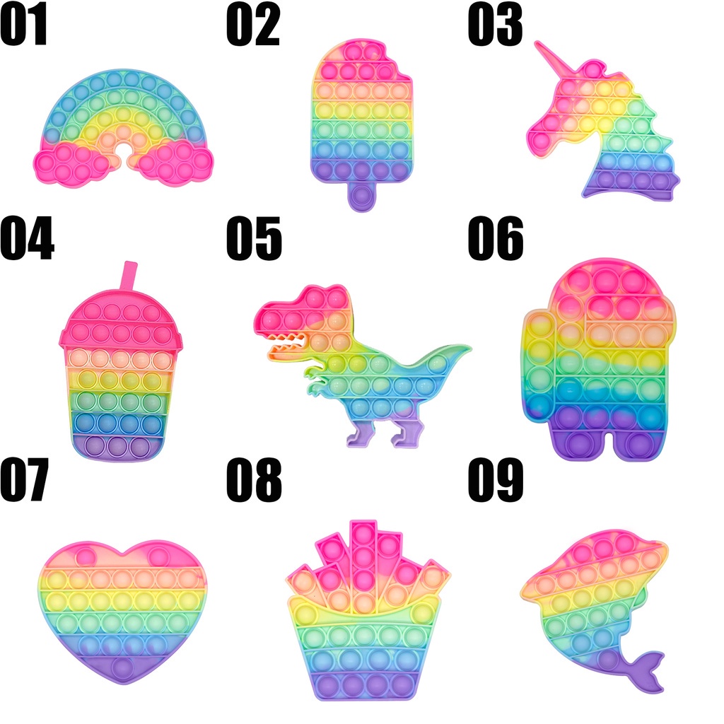 Pop It Tiktok 2021 Push Pop Fidget Toy Rainbow Color Finger Pressure Bubble Sensory Toys đồ chơi Bóp bong bóng thư giãn xả stress Đồ Chơi Giảm Căng Thẳng Cho Người Lớn