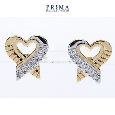 PRIMA Bông Tai Kim cương -  9K - BST Golden 9 - Trái Tim - 991E1327