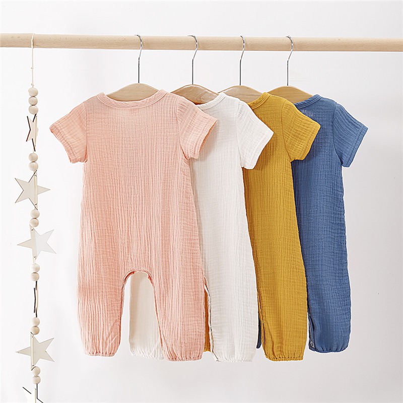 Áo liền quần Mikrdoo cotton ngắn tay dễ thương cho bé