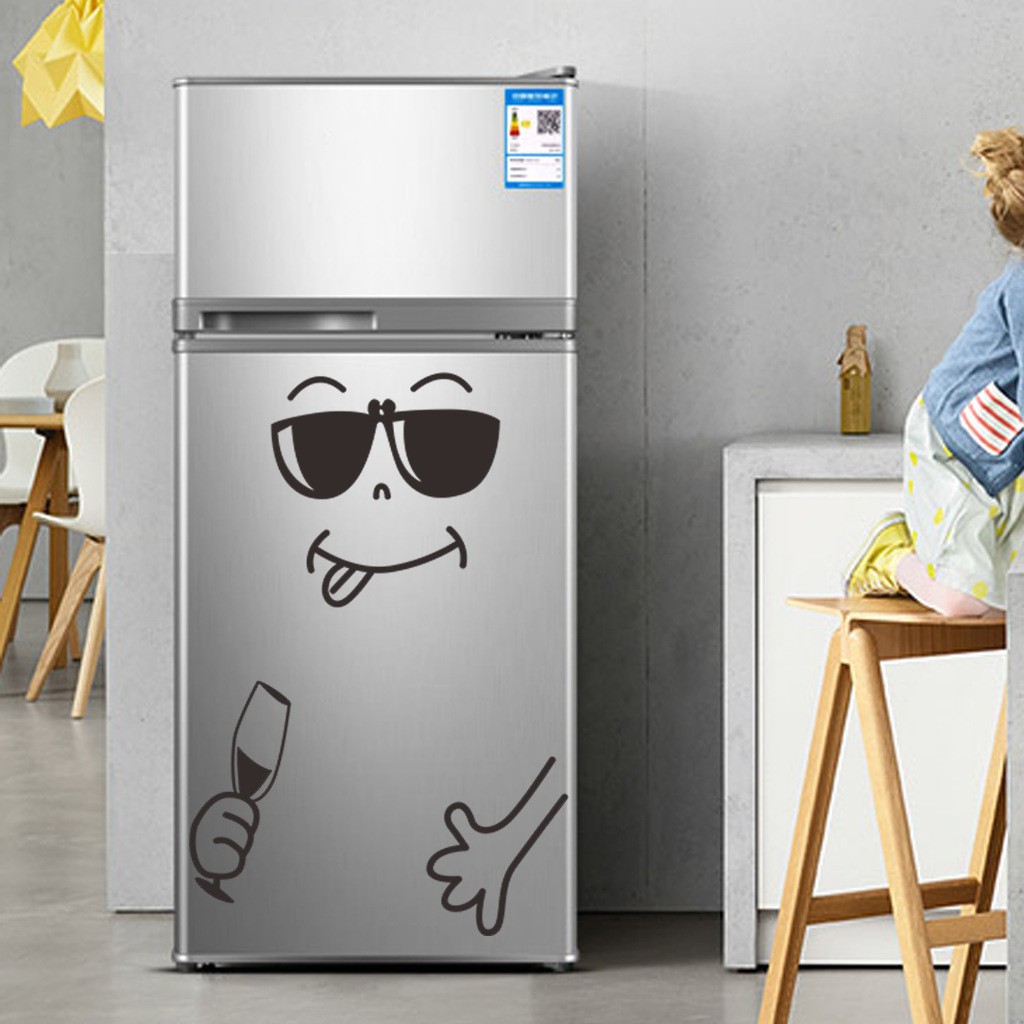 Decal dán tủ lạnh mặt cười ngộ nghĩnh có keo sẵn - đẹp sang trọng