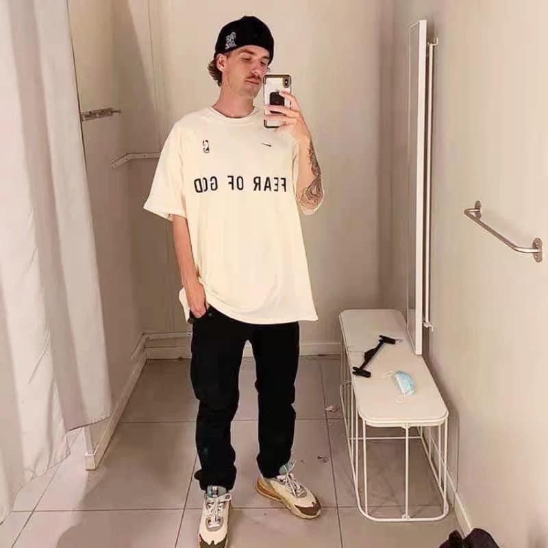 Áo thun tay lỡ Fear of god in ngực, áo thun nam nữ unisex