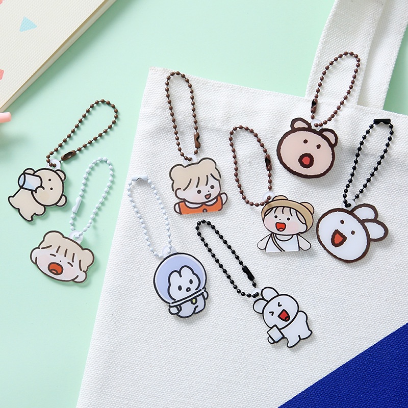 MÓC KHÓA NHỰA MINI CUTE DÂY BI NHIỀU HÌNH DÁNG LÀM MÓC KHÓA, TREO BALO, CẶP