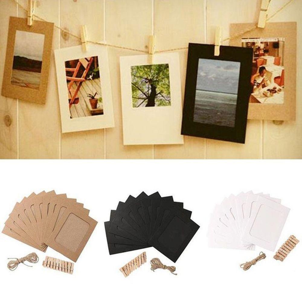 LEISURE Bộ 10 Khung Ảnh Bằng Giấy Kraft 3-6 inch Trang Trí Tiệc Cưới