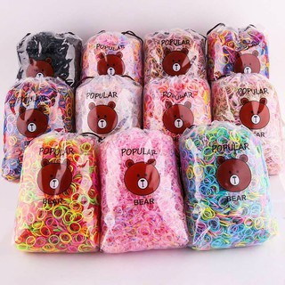 Túi 2000  chun nịt buộc tóc kèm túi dây rút hình gấu