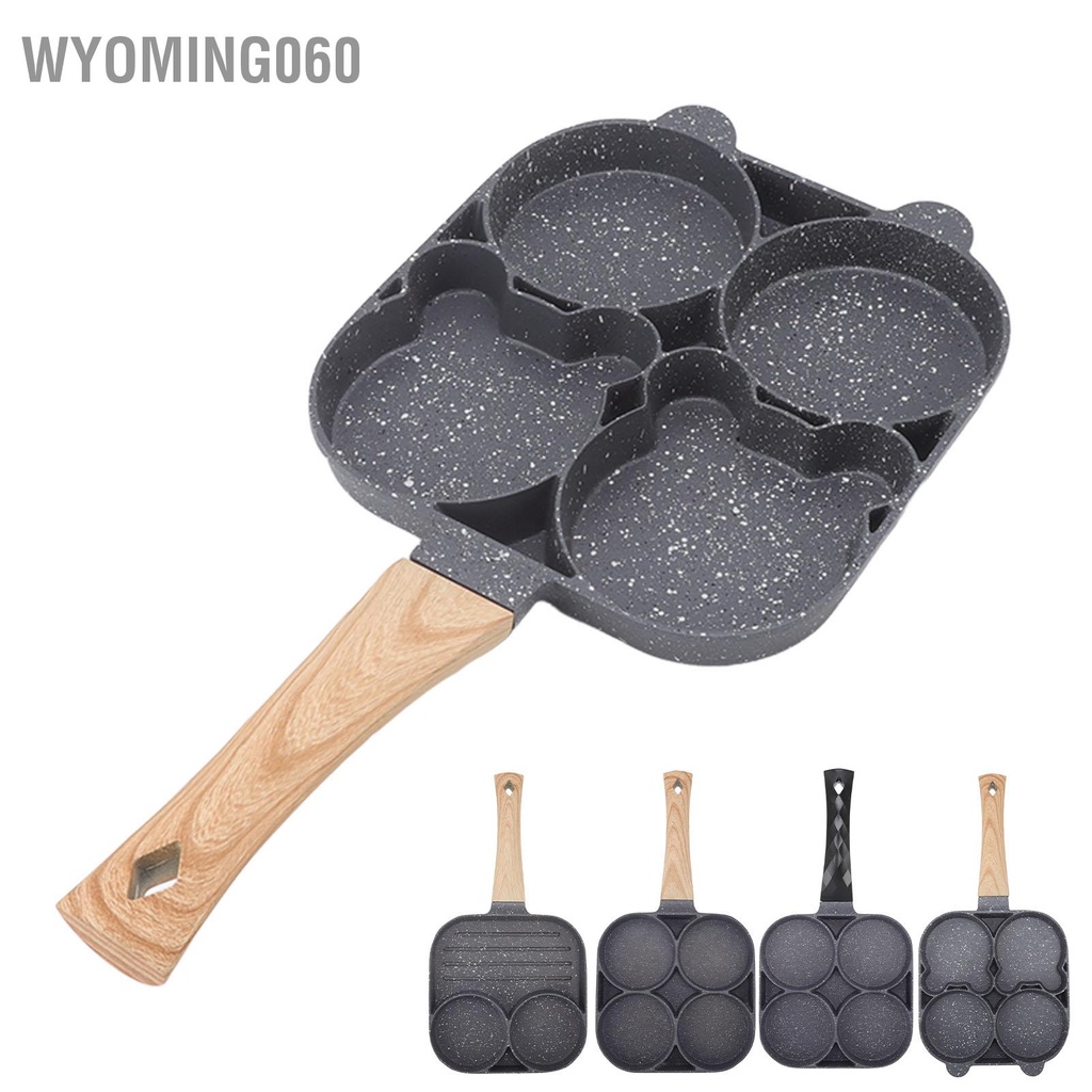 Wyoming060 Chảo chiên 4 lỗ chống dính chịu nhiệt trứng tráng cho bánh kếp Bánh mì kẹp thịt Phụ kiện nhà bếp