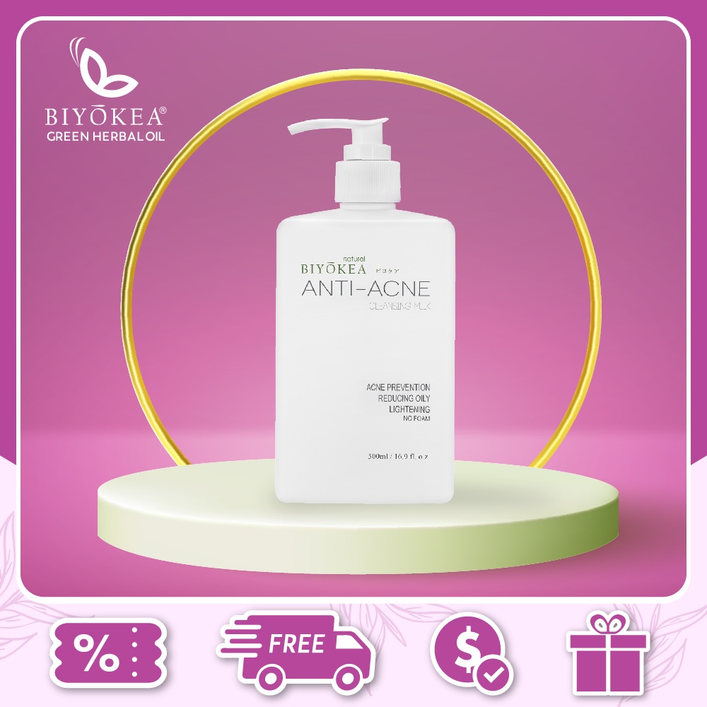 Sữa Rửa Mặt Không Bọt, Ngăn Ngừa Mụn, Làm Sạch Sâu Biyokea 500ml
