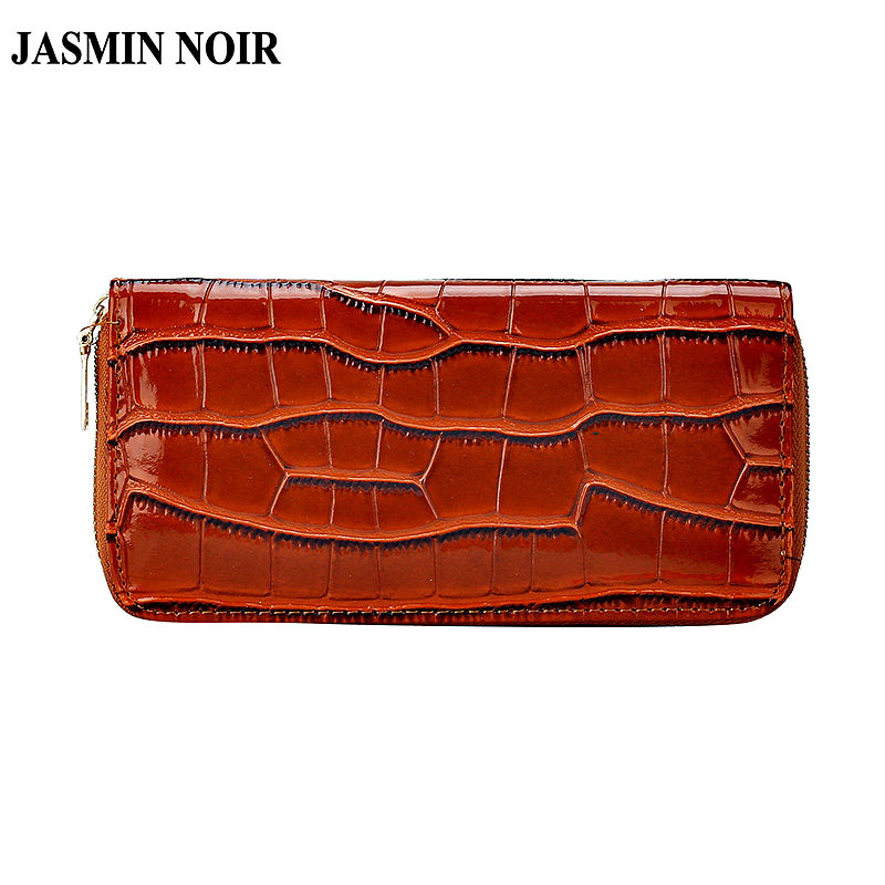 Ví JASMIN NOIR Dáng Dài Giả Da Cá Sấu Phối Khóa Kéo Phong Cách Retro Cá Tính Cho Nữ