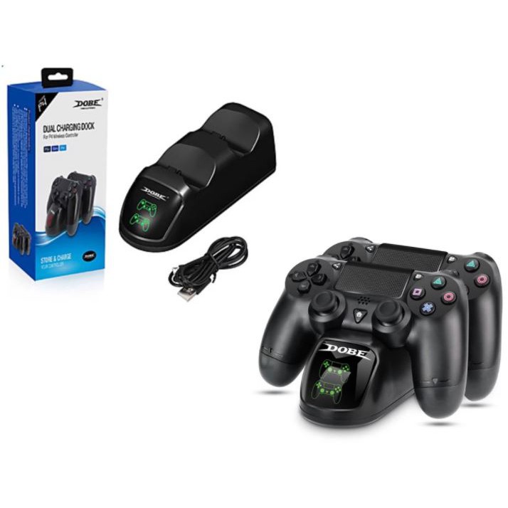 Đế sạc tay cầm dualshock ps4 slim/pro | Dock sạc nhanh chính hãng DOBE TP4-889 sạc 2 tay cầm cùng lúc có đèn led báo