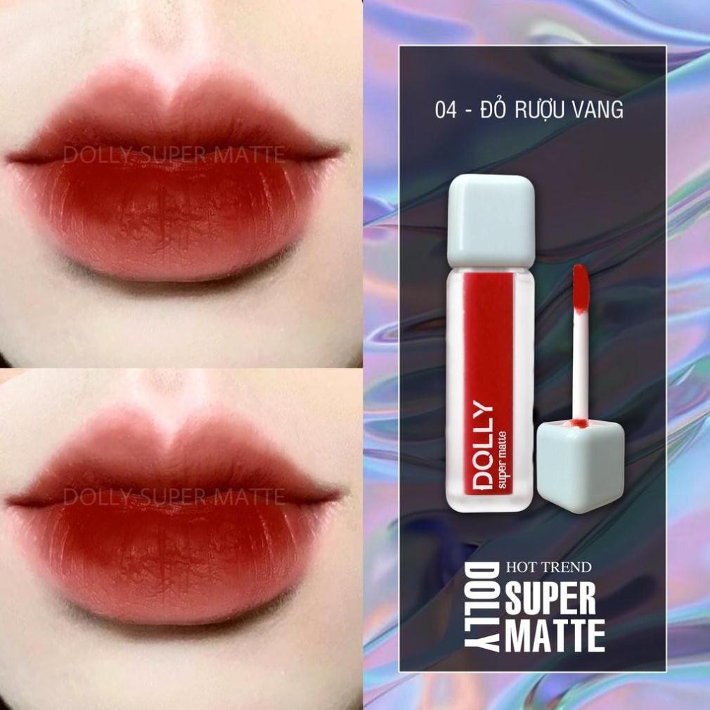 New 2021 [04 Đỏ R.ư.ợ.u Vang] Son Kem Lì Dolly Super Matte Không Chì Màu Đỏ R.ư.ợ.u Vang | BigBuy360 - bigbuy360.vn