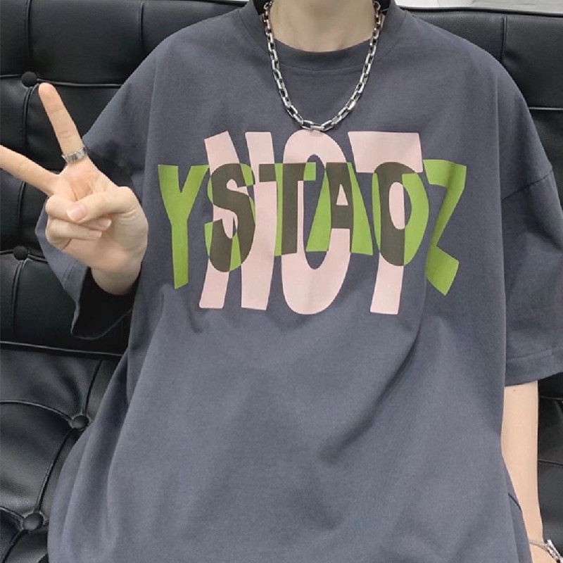 Áo Thun Tay Ngắn Dáng Rộng In Chữ Phong Cách Hip Hop Hàn Quốc Thời Trang Mùa Hè Cá Tính Cho Nam