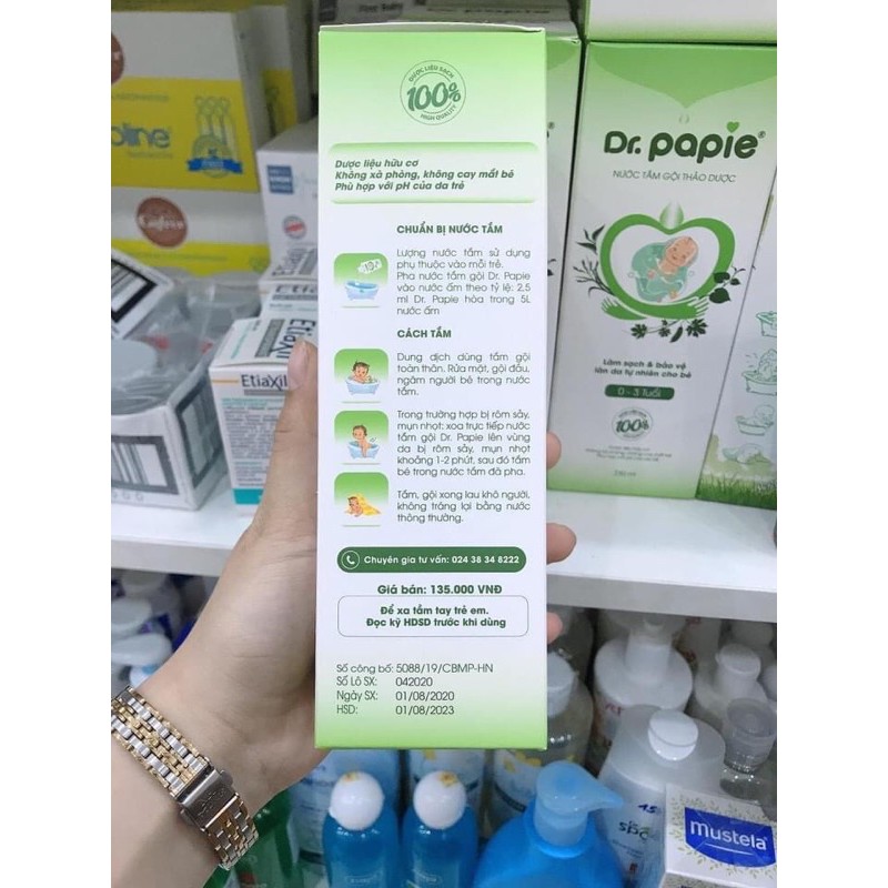 Sữa tắm Dr papie-Nước tắm gội thảo dược chính hãng cho bé sơ sinh