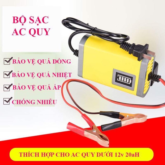 Sạc acquy 12V 3Ah - 20Ah tự ngắt