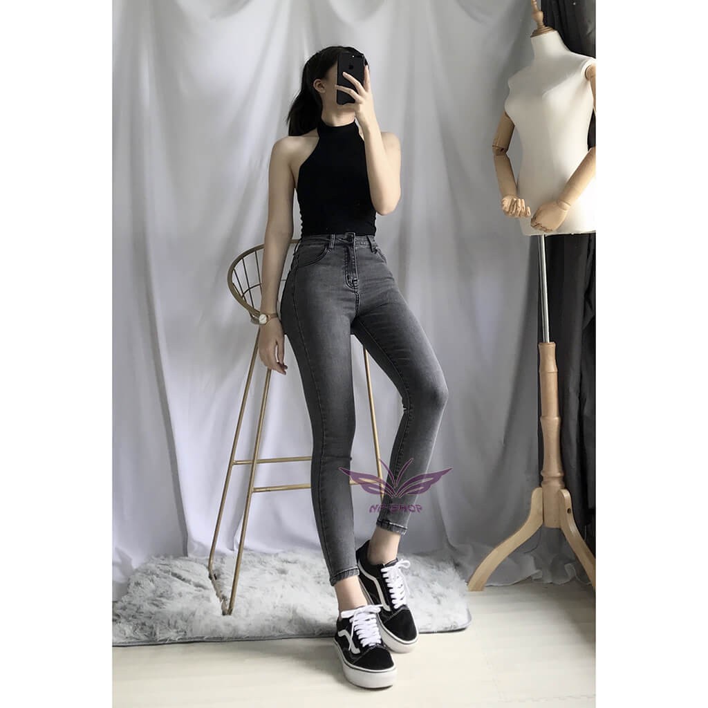 Quần jean nữ 9 tấc lưng cao dáng đẹp NPSHOP, quần bò cạp cao skinny jeans bigsize co giãn tốt | BigBuy360 - bigbuy360.vn