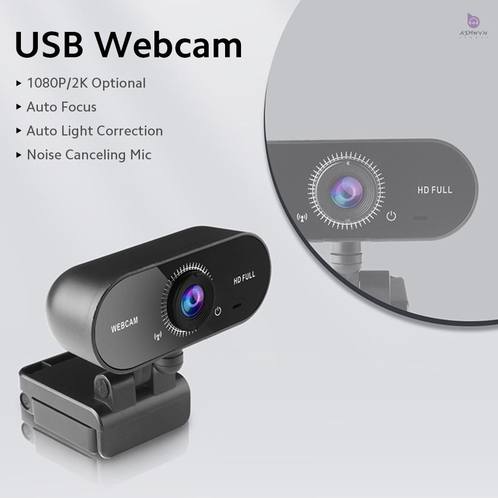 Webcam USB 2K màu đen có kẹp chống tiếng ồn tùy chỉnh tiện dụng | BigBuy360 - bigbuy360.vn