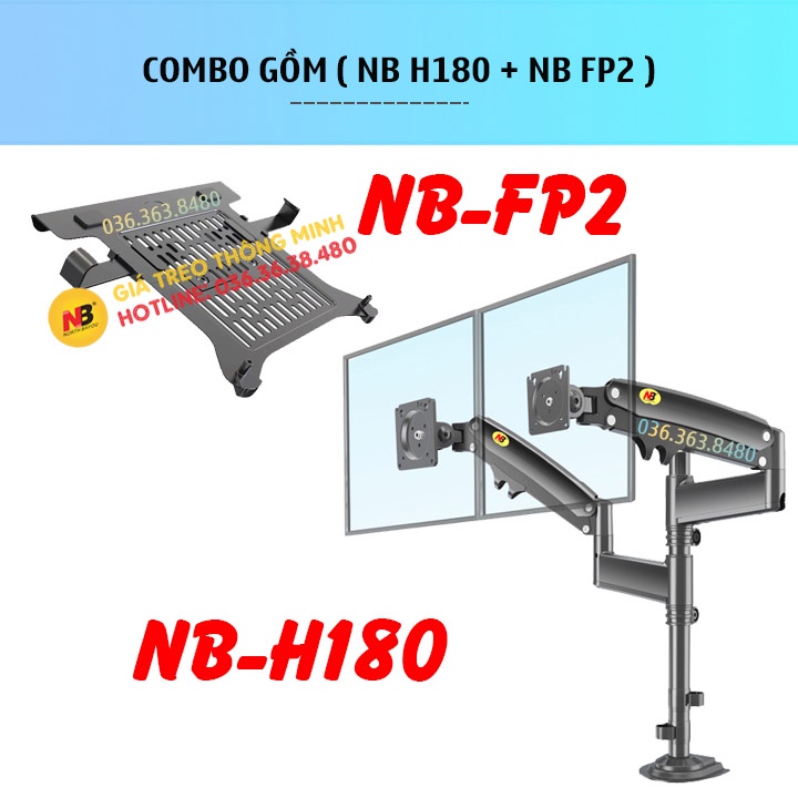NB H180 + NB FP2 / ErgoTek EZ4 / Giá Đỡ , Kẹp Latop - Máy Tính Bảng 10 - 17 Inch / Giá Treo Màn Hình 22 - 32 Inch