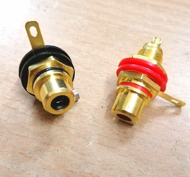 1 cặp đầu jack cái RCA hoa sen mạ vàng bắt vỏ máy