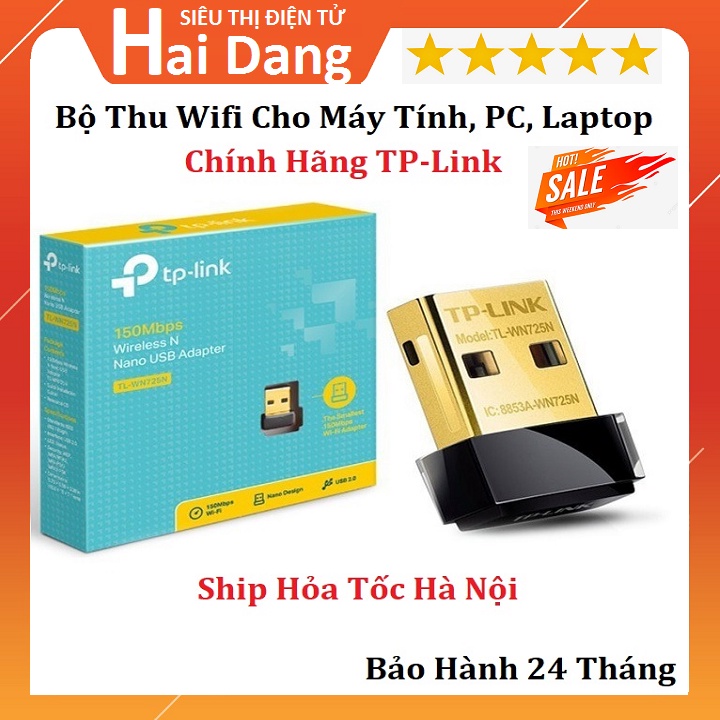 USB Thu Wifi Cho Máy Tính, PC, Laptop, Thiết Bị Thu Wifi TP-LINK  TL-WN 725N-150MBPS Bảo Hành Chính Hãng 24 Tháng