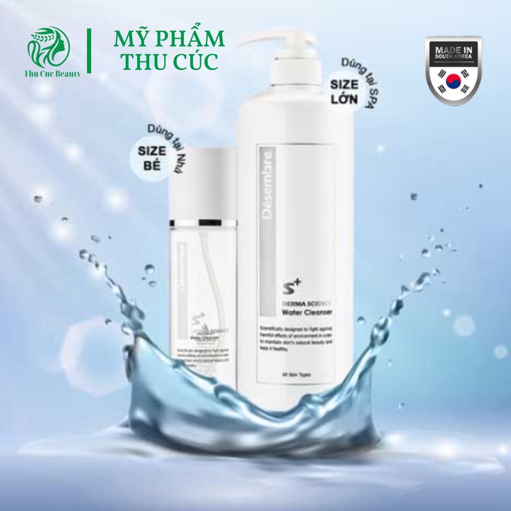 Nước tẩy trang làm sạch cho spa Désembre Derma Science Water Cleanser Hàn Quốc, làm sạch sâu lỗ chân lông