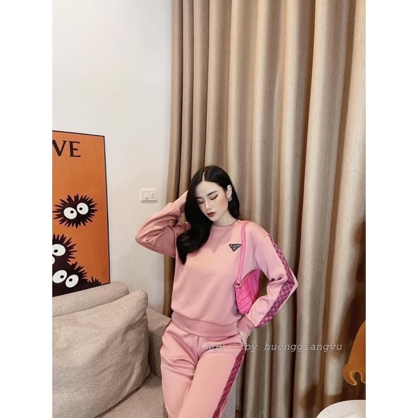 Set Bộ Nỉ Nữ Hoạ Tiết In PRD Phối Sọc Kèm Ảnh Thật