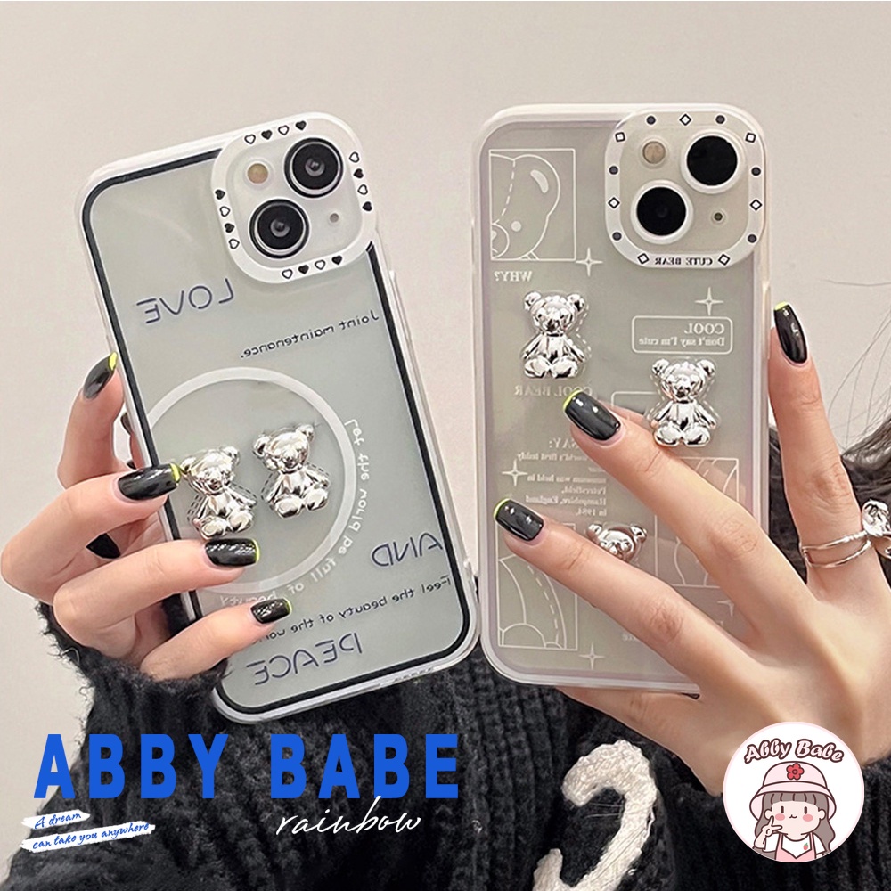 Ốp Điện Thoại TPU Mềm Trong Suốt Mạ Điện Hình Gấu 3D Chống Thấm Nước Cho IP 13 12 11 Pro Max XS XR 8 7 Plus