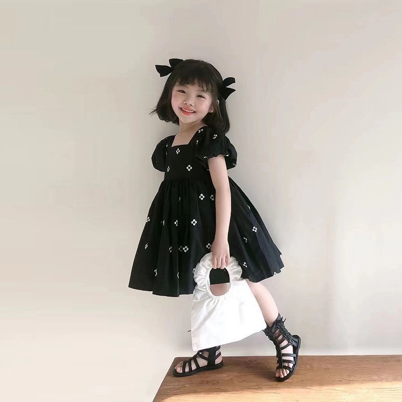 Đầm Công Chúa Tay Ngắn Phồng Hở Lưng Họa Tiết Chấm Bi Thời Trang Mùa Hè Dành Cho Bé Gái