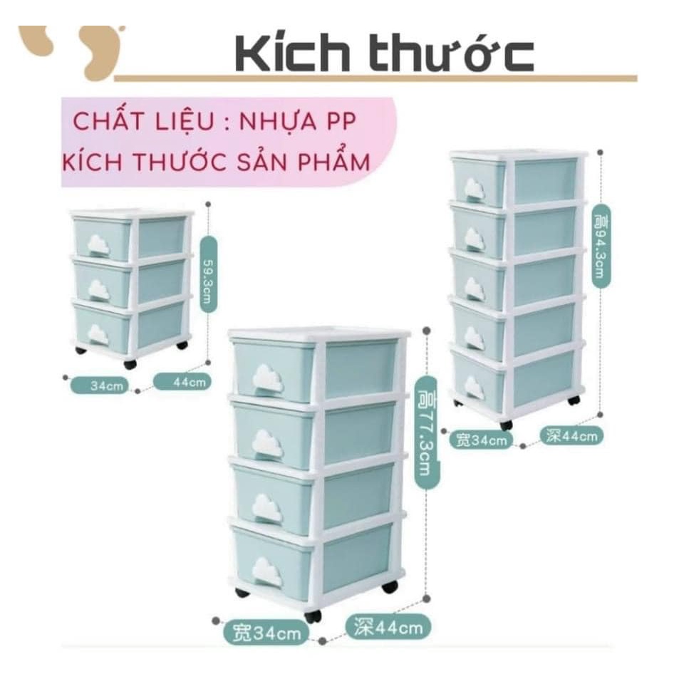 Tủ nhựa Mây 3 và 4 tầng đựng đồ đa năng cho bé