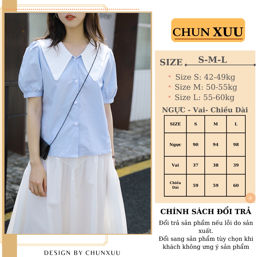 Áo kiểu nữ tay phồng cổ phối màu thiết kế trẻ trung - CHUNXUU CLOTHING SM149K2
