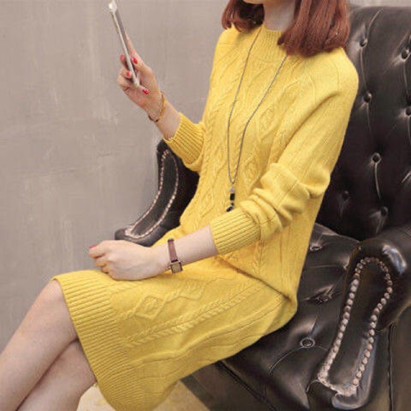 Váy len suông thừng siêu dày ấm áp