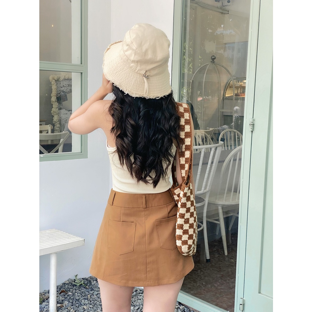 JOLIN | Áo thun gân ba lỗ co giãn dáng dài nhiều màu sắc